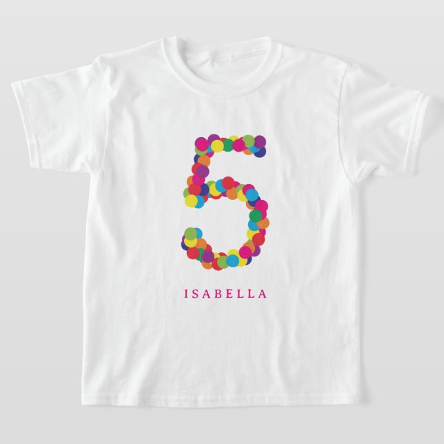 Colourful Confetti 5th Birthday Party  T-Shirt (Laydown)