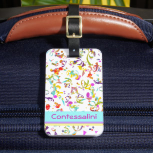 Colourful Confetti Abstract Custom Name Luggage Tag