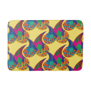 Colourful confetti abstract Paisley Rainbow drops Bath Mat