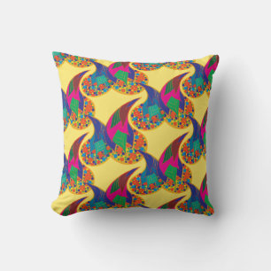 Colourful confetti abstract Paisley Rainbow drops Cushion