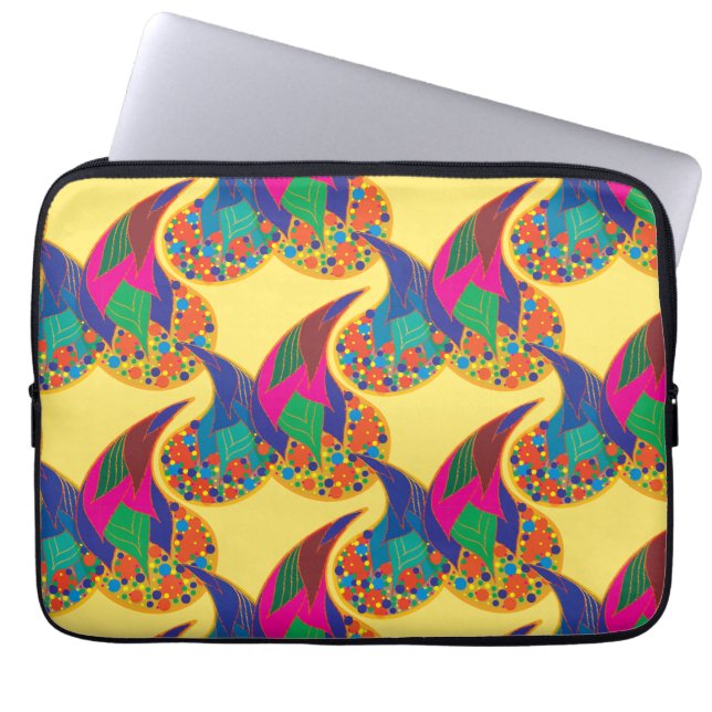 Colourful confetti abstract Paisley Rainbow drops Laptop Sleeve (Front)