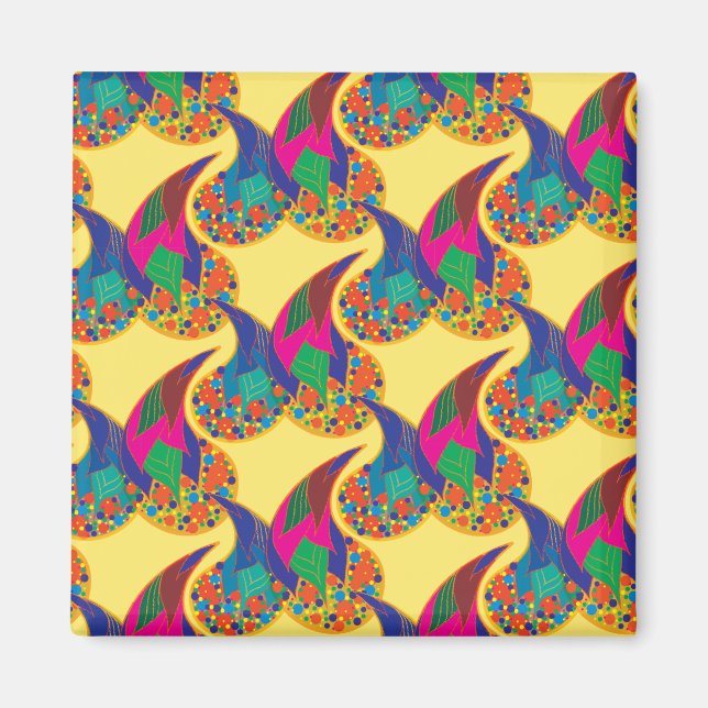 Colourful confetti abstract Paisley Rainbow drops Magnet (Front)
