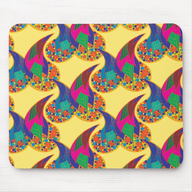 Colourful confetti abstract Paisley Rainbow drops Mouse Mat (Front)