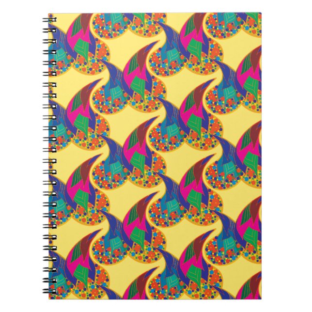 Colourful confetti abstract Paisley Rainbow drops Notebook (Front)