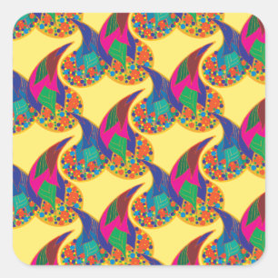 Colourful confetti abstract Paisley Rainbow drops Square Sticker
