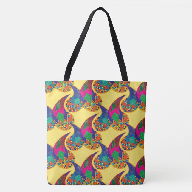 Colourful confetti abstract Paisley Rainbow drops Tote Bag (Front)