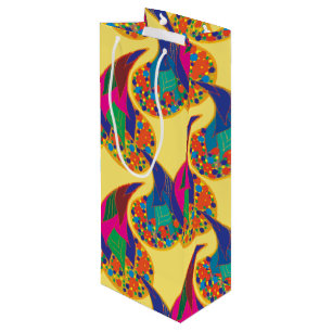 Colourful confetti abstract Paisley Rainbow drops Wine Gift Bag