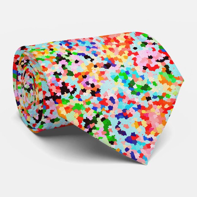Colourful Confetti Abstract Pattern Tie (Rolled)