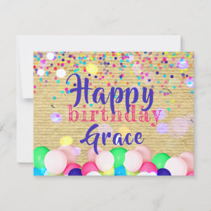 Colourful Confetti And Balloons Happy Birthday  Card