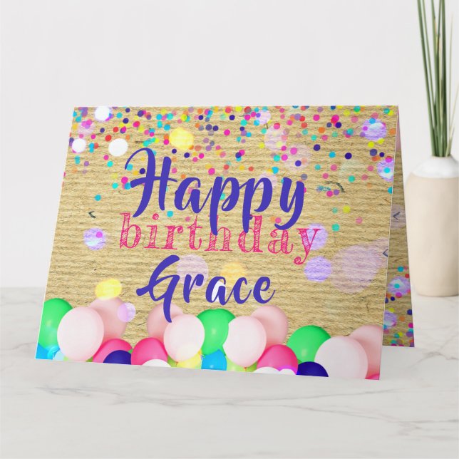 Colourful Confetti And Balloons Happy Birthday  Card (Front)
