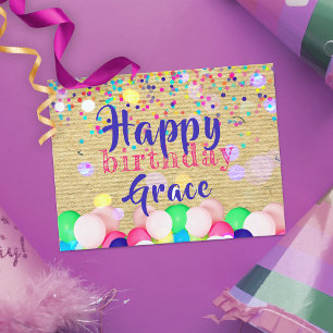 Colourful Confetti And Balloons Happy Birthday Postcard