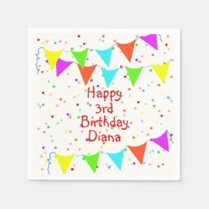Colourful Confetti and Banners Children’s Birthday Napkin