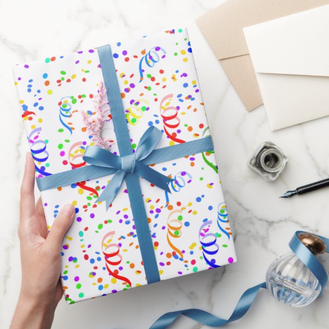 Colourful Confetti and Streamers Pattern Wrapping Paper (Gifting)