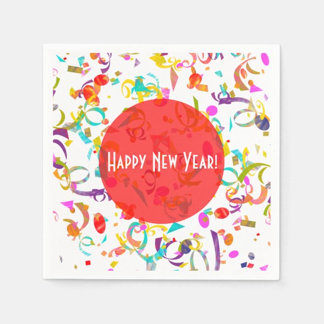 Colourful Confetti Art All Occasion Red Template Napkin (Front)