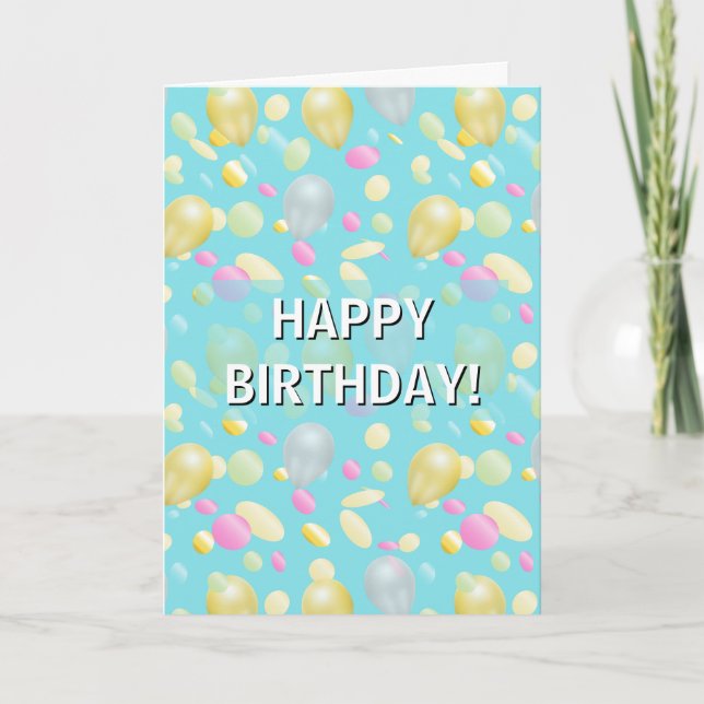 Colourful Confetti & Balloons Birthday Card (Front)