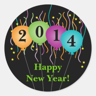 Colourful Confetti & Balloons Happy New Year Classic Round Sticker