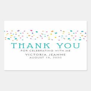 Colourful Confetti Birthday Celebration Thank You Rectangular Sticker