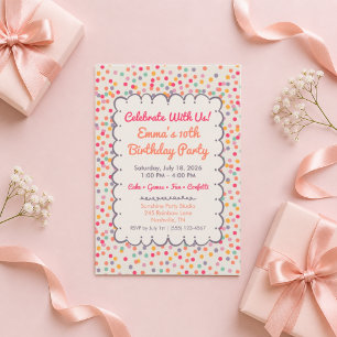 Colourful Confetti Birthday Invitation