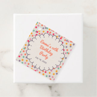Colourful Confetti Birthday Square Favour Tag