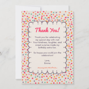 Colourful Confetti Birthday Thank You Card