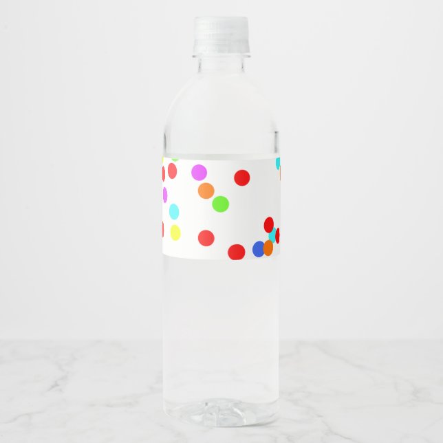 Colourful Confetti Birthday Water Bottle Label (Front)