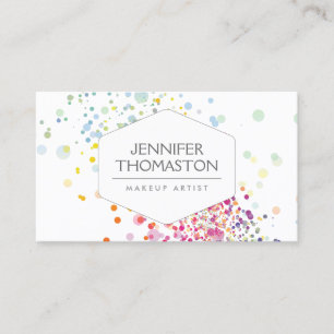 Colourful Confetti Bokeh Classic White Business Card