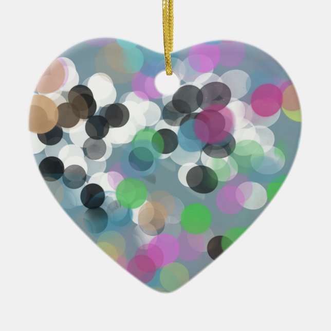 Colourful Confetti Bokeh Dots Ceramic Tree Decoration (Front)