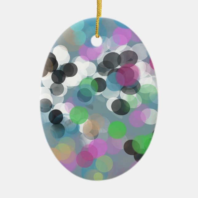 Colourful Confetti Bokeh Dots Ceramic Tree Decoration (Front)