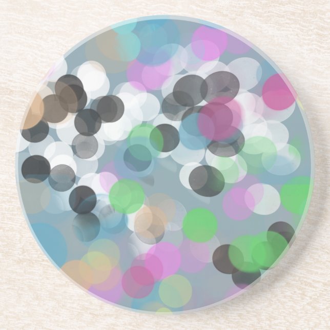 Colourful Confetti Bokeh Dots Coaster (Front)