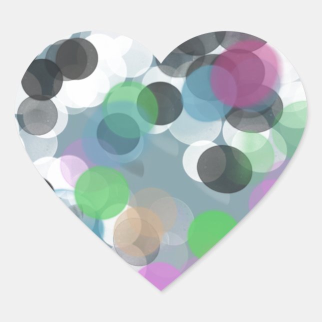Colourful Confetti Bokeh Dots Heart Sticker (Front)