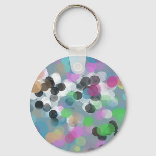 Colourful Confetti Bokeh Dots Key Ring
