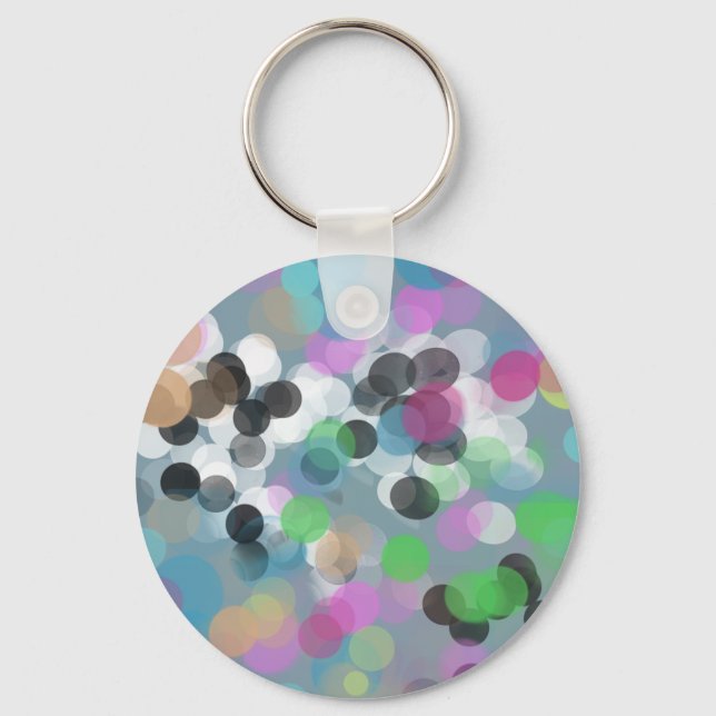 Colourful Confetti Bokeh Dots Key Ring (Front)