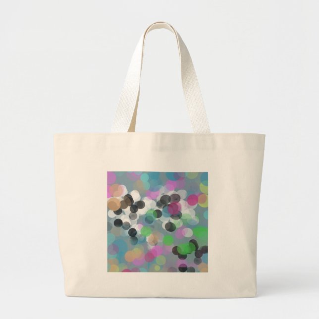 Colourful Confetti Bokeh Dots Large Tote Bag (Front)