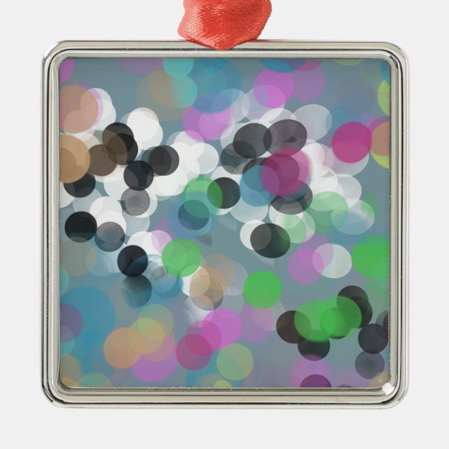 Colourful Confetti Bokeh Dots Metal Tree Decoration (Front)
