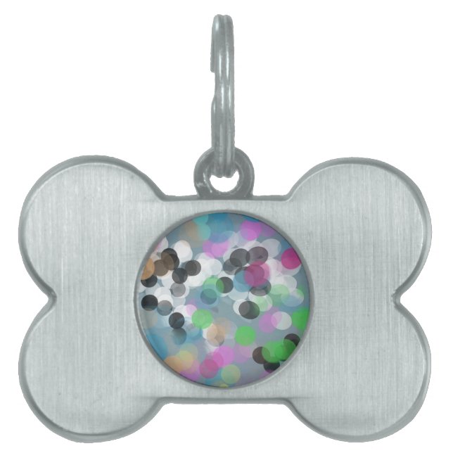 Colourful Confetti Bokeh Dots Pet Name Tag (Front)