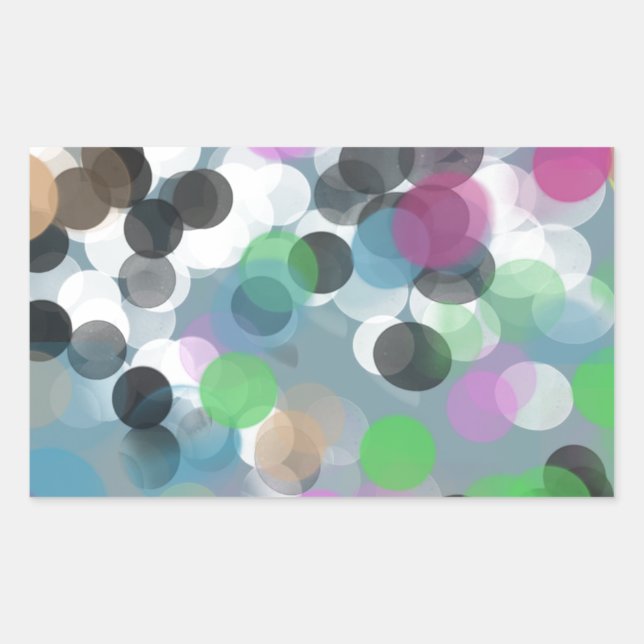 Colourful Confetti Bokeh Dots Rectangular Sticker (Front)