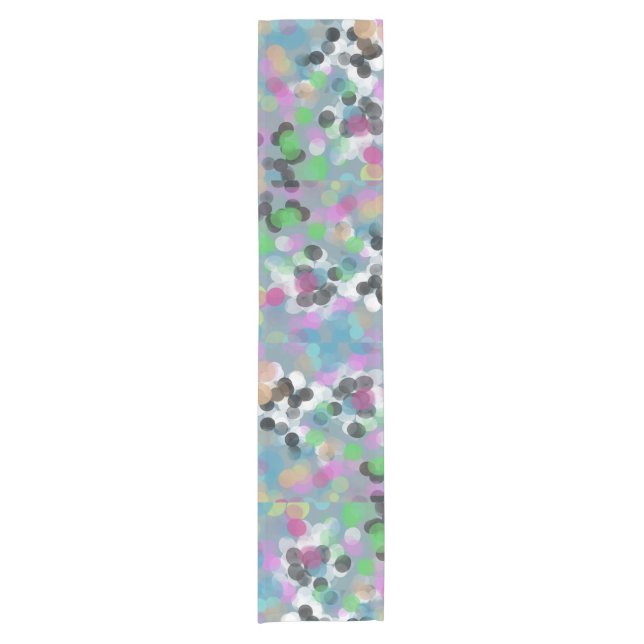 Colourful Confetti Bokeh Dots Short Table Runner (Front)