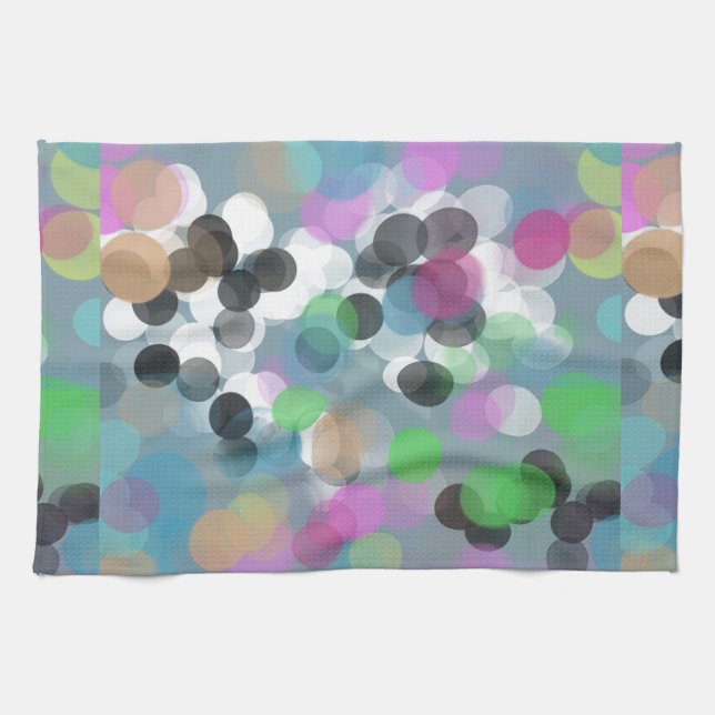 Colourful Confetti Bokeh Dots Tea Towel (Horizontal)