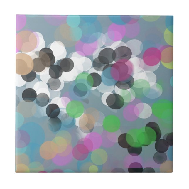 Colourful Confetti Bokeh Dots Tile (Front)