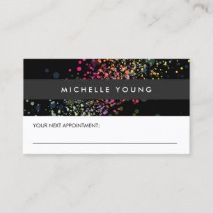 Colourful Confetti Bokeh on Black Appointment Card