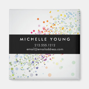 Colourful Confetti Bokeh on Grey Modern Magnet