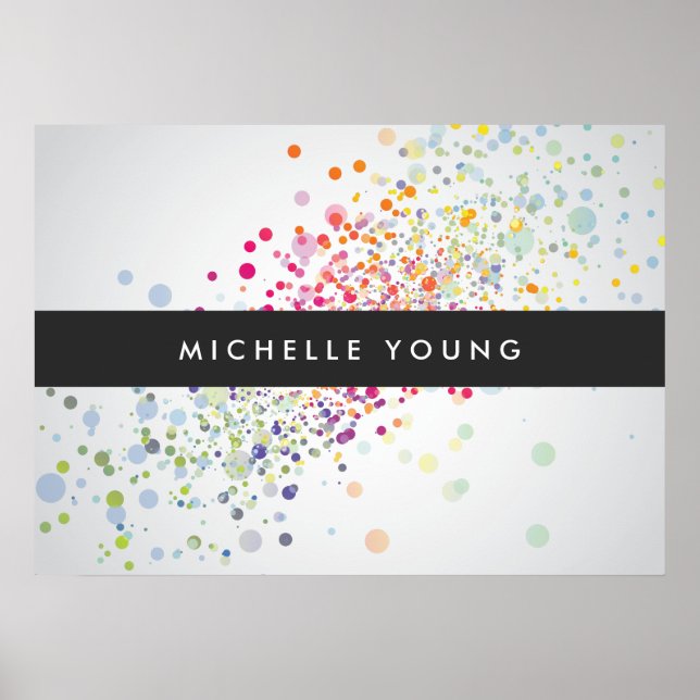 Colourful Confetti Bokeh on Grey Modern Poster (Front)