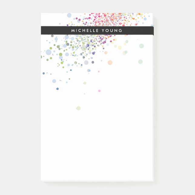 Colourful Confetti Bokeh on White Modern Post-it Notes (Front)