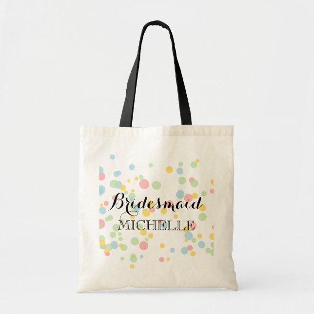 Colourful confetti bridesmaid tote bag for wedding (Front)