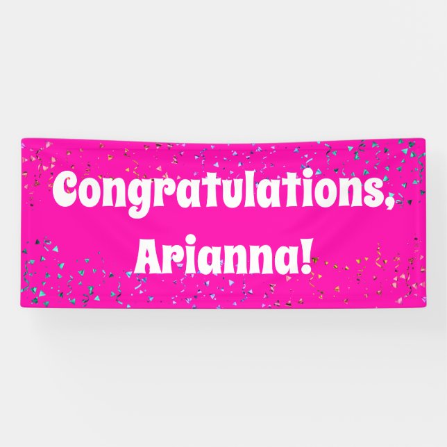 Colourful Confetti Bright Hot Pink Congratulations Banner (Horizontal)