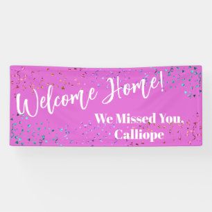 Colourful Confetti Bright Pink Welcome Home Banner