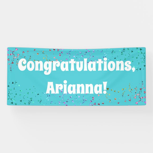 Colourful Confetti Bright Turquoise Congratulation Banner (Horizontal)