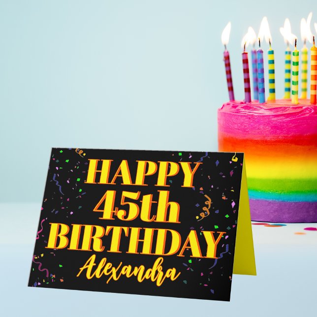 Colourful Confetti Custom Age and Name Birthday  C Card (Click "Personalize this Template" to easily change the sample age and name.)