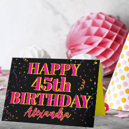 Colourful Confetti Custom Age and Name Birthday  Card
