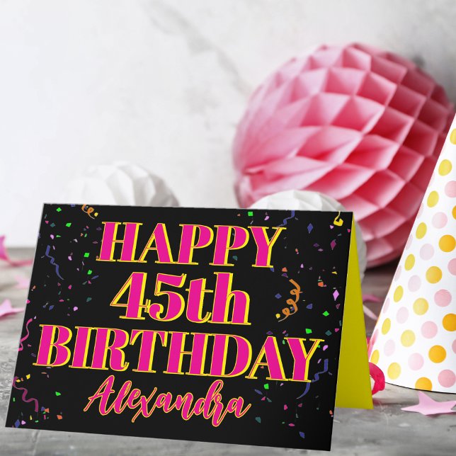 Colourful Confetti Custom Age and Name Birthday  Card (Easily personalize the age and name on this card, just click "Personalize this Template.")